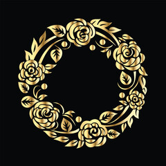 Vector golden vintage frame for design template. Elegant element for design in Eastern style, place for text. Floral golden border. Lace illustration for invitations and greeting cards.
