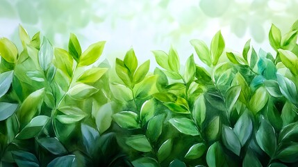 Obraz premium lush green leaves watercolor background - watercolor textures