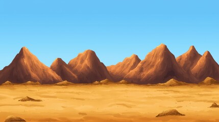 Naklejka premium Mountainous desert landscape arid region digital artwork bright environment wide viewpoint nature exploration
