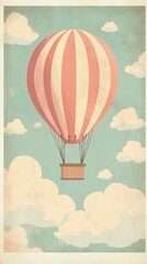 Obraz premium Pink and White Striped Hot Air Balloon Soaring Through Clouds