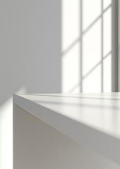 Minimalist White Laminate Desk in Studio - Perfect Product Display Backdrop | Clean, Versatile 3D Rendering for Modern Designs