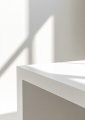 Minimalist 3D Rendering of a White Laminate Desk in Bright Studio - Perfect for Product Displays and Presentations