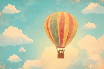 Fototapeta premium A Vintage Hot Air Balloon Soaring Through Pastel Clouds