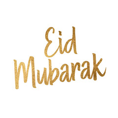 Fototapeta premium Elegant gold Eid Mubarak greeting with celebratory design for festive occasions
