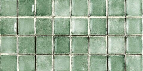 Vintage Green Mosaic Tile Background - Elegant Ceramic Pattern for Kitchen Backsplash or Bathroom Wall with Warm Lighting Enhancing Unique Tones