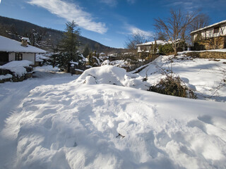 Winter view of village of Bozhentsi, Bulgaria