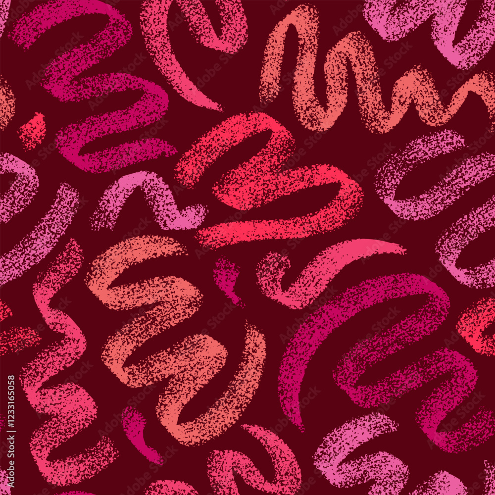Aufkleber abstract textured hand drawn swirl shapes background in shades of red. vector seamless pattern with 