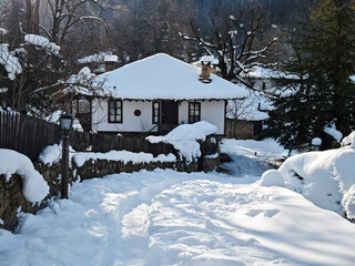 Winter view of village of Bozhentsi, Bulgaria