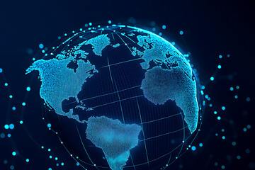 Futuristic glowing wireframe of an AI-powered language translator concept