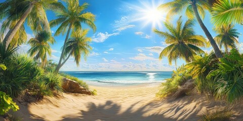 Fototapeta premium Tropical Paradise: Sun-Kissed Beach Escape