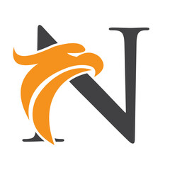 Letter N Flying Eagle Logo Concept For Speed Icon and Transportation Symbol Vector Sign