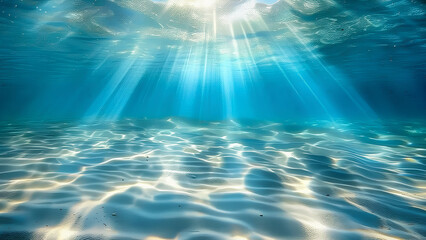 Obraz premium Underwater Ocean Scene with Sunlight Rays – Tranquil Sea Photography