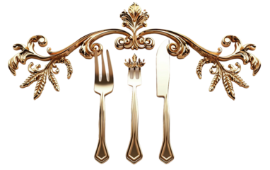 A refined and elegant emblem for a fine dining restaurant, symbolizing high-class culinary experiences Isolated on transparent background PNG