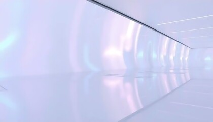 Abstract White Corridor with Iridescent Walls