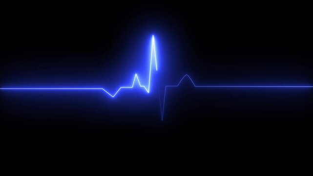 Neon heartbeat line on isolated black background.Heartbeat lines animation background. Health- medicine and human heart concepts.