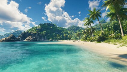 Tropical Paradise: Idyllic Island Beach Scene