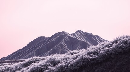 Close-up of majestic mountains shrouded in mist, evoking a sense of tranquility and awe.