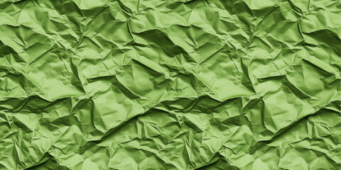 Green crumpled paper seamless texture.