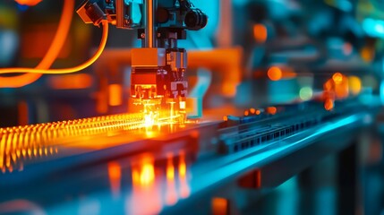 Fototapeta premium Advanced Automation in Industrial Manufacturing with Laser Technology