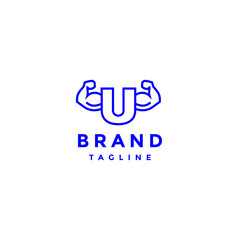 Healthy Strong Initial U Letter Logo Design. Initial Letter U With Two Strong Arms Logo Design.
