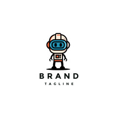 Cute Astronaut Bot Mascot Logo Design. Little Fun Astronaut Robot Mascot Logo Design.