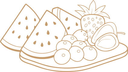 Delicious Fruit and Berries Collection Line Art Vector | Hand-Drawn Botanical Fruit Illustration