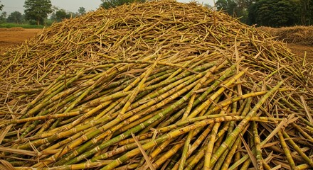 Pile of sugarcane 