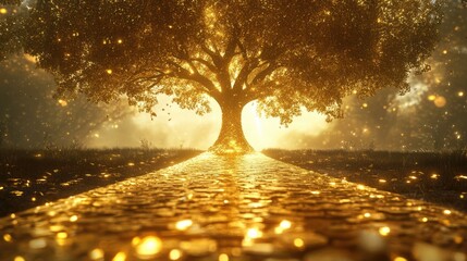 ingot golden way path to golden tree symbol of prosperity healthy and happiness,