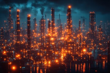 Fototapeta premium Industrial scene in China featuring an AI-managed energy grid production facility.