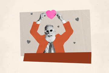 Composite trend artwork 3D sketch image photo collage of valentine day love bonding date aged man...