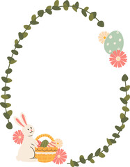 Floral Easter Oval Frame With Eggs