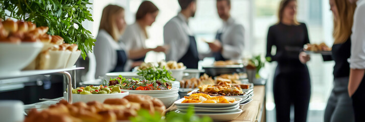 A delicious buffet spread with various pastries and salads.