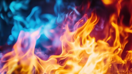 Fototapeta premium Micro fire close-up in an abstract representation, blending unique colors and surreal effects