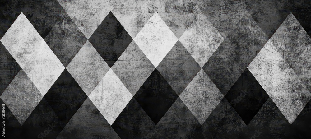 Poster a textured pattern featuring alternating black and white diamond shapes, creating a visually strikin