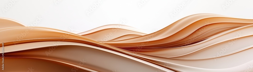 Poster a smooth, flowing abstract design with warm beige and light brown waves, creating a calming, elegant
