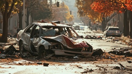 Fototapeta premium Insurance staff evaluates and claims car accidents