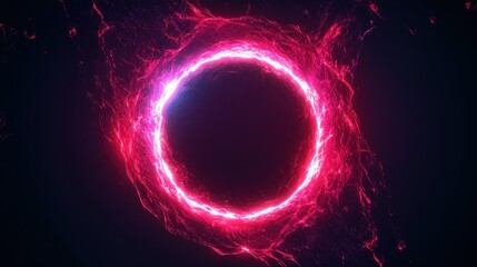 Glowing pink and blue energy circle.