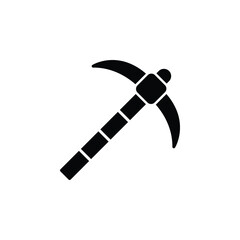 Pickaxe icon. Pickaxe black silhouette vector icon. Pickaxe isolated on a white background.