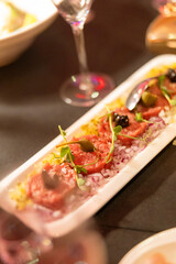 Caper appetizer, luxury food, wedding reception food