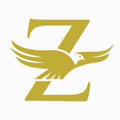 Initial Letter Z Flying Eagle Logo Concept For Speed Icon and Transportation Symbol Vector Sign