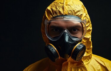 Hazmat Suit Portrait: A Close-Up of a Person in Protective Gear