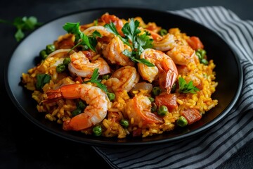 Fototapeta premium Traditional Spanish paella with seafood