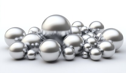 A variety of sizes and finishes in this captivating assortment of metal spheres.