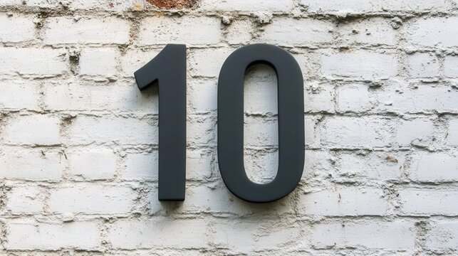 facing forward, numbers "10", simple style number ten