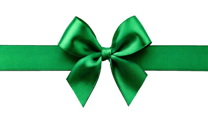 green ribbon bow isolated on white