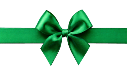 green ribbon bow isolated on white