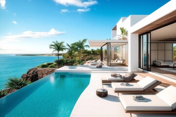 Fototapeta premium A breathtaking getaway at a contemporary beachside hotel.