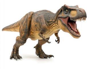 Tyrannosaurus Rex model, prehistoric predator, white background, paleontology