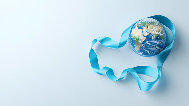 Earth Day: An artistic representation of the Earth encircled by a flowing ribbon, symbolizing unity and protection of our shared planet.