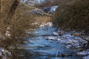 Snowy Creek in Winter in Rural Ohio